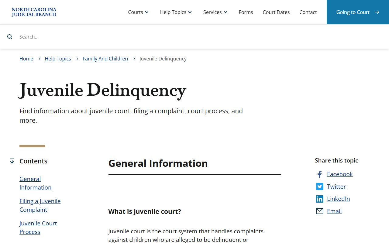 Gates County criminal court records juvenile delinquency limits
