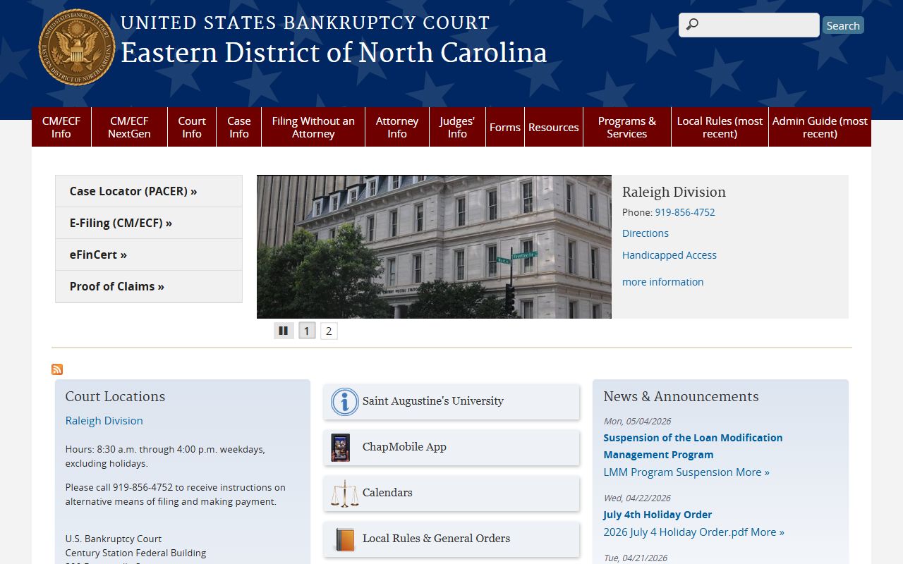 Gates County bankruptcy court Eastern District of North Carolina records