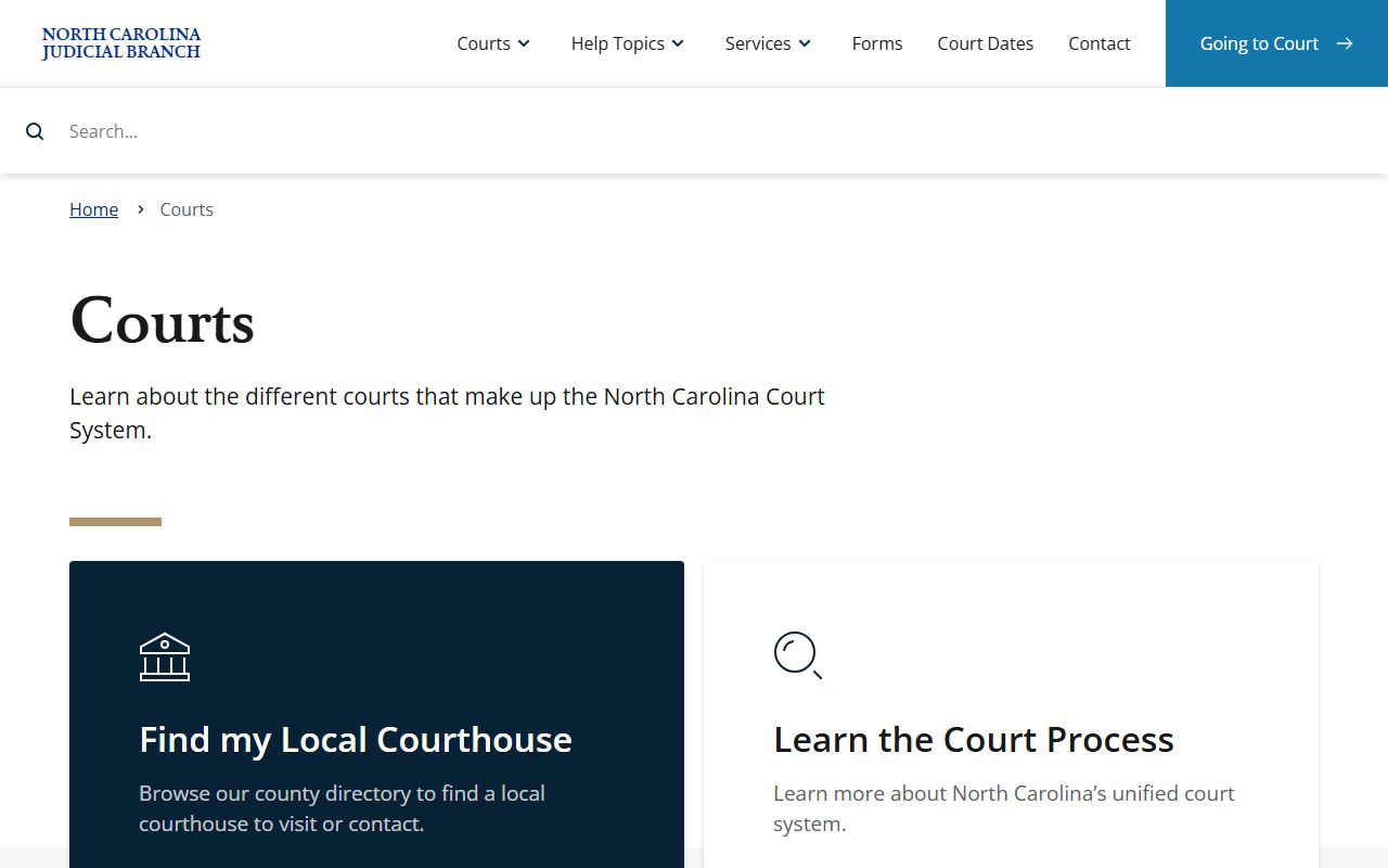 Gates County Superior Court and District Court North Carolina courts overview