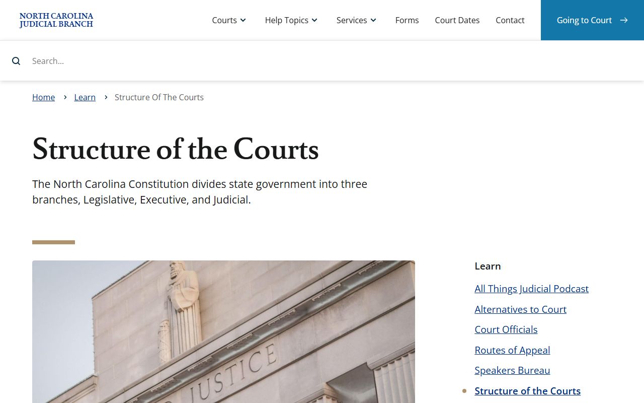 Gates County Superior Court and District Court structure of the courts