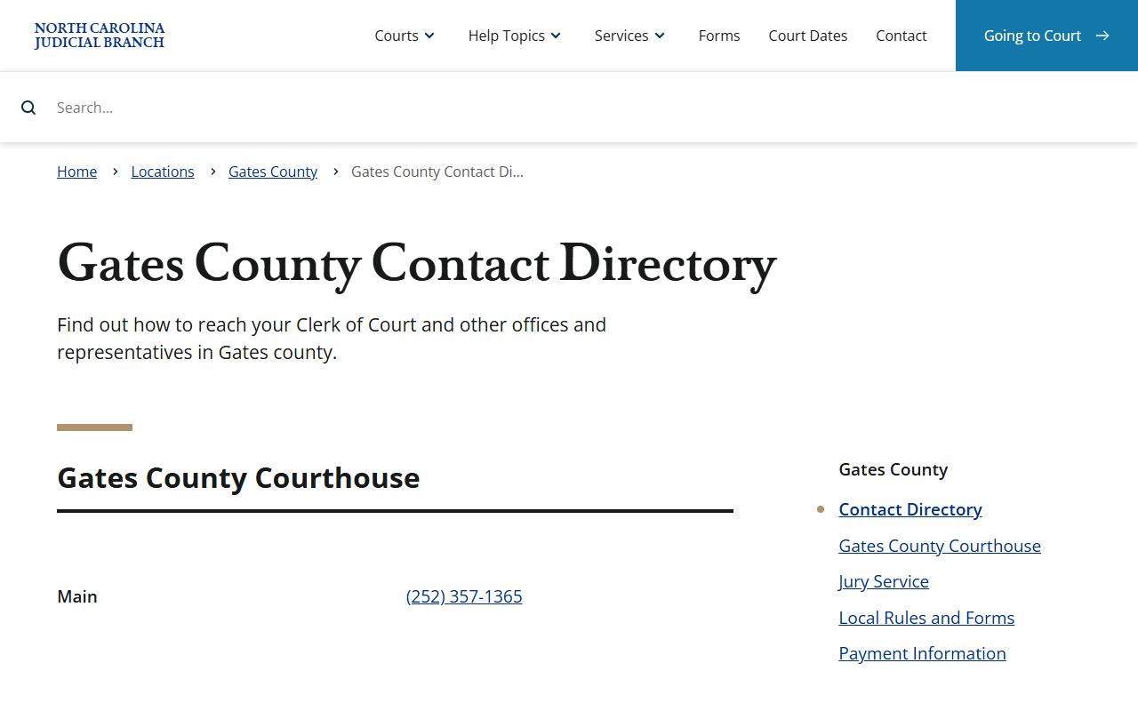 Gates County court contact directory records