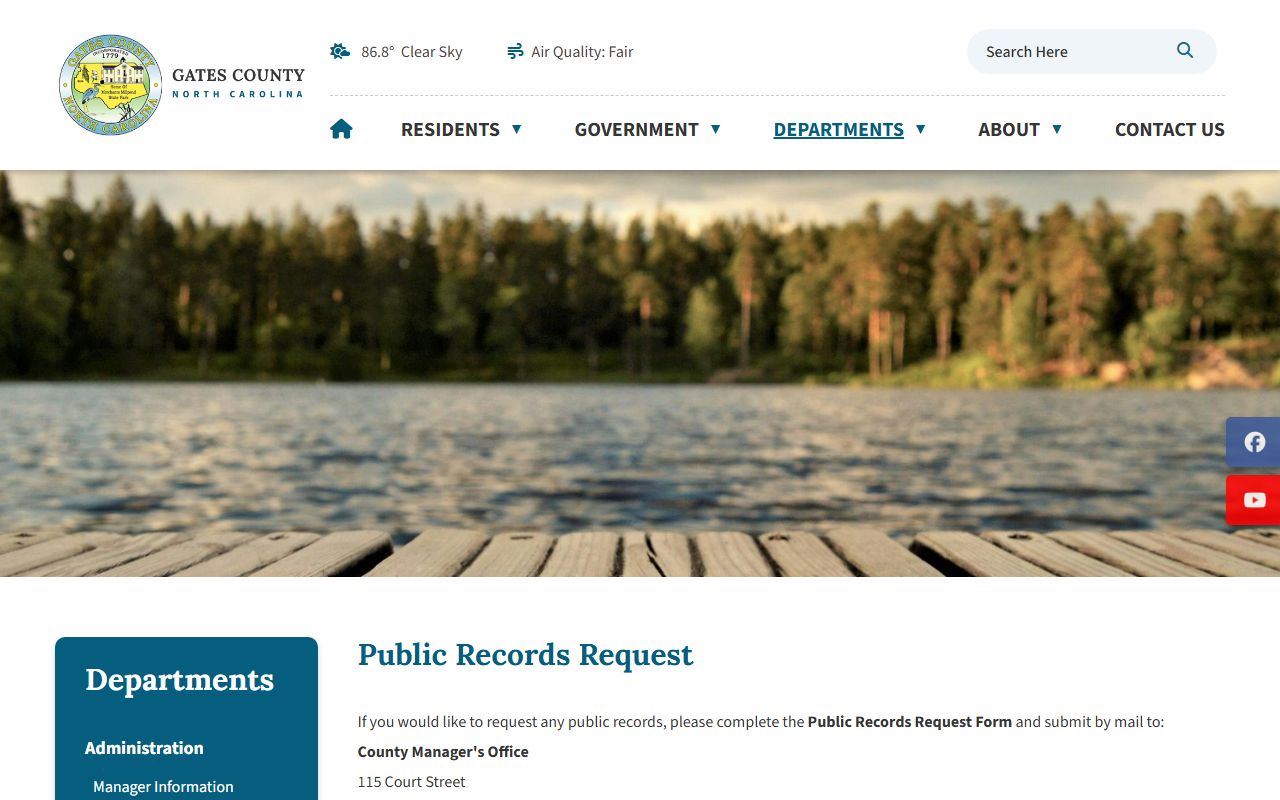 Gates County public records request page