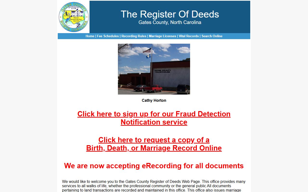Gates County marriage records Register of Deeds records site