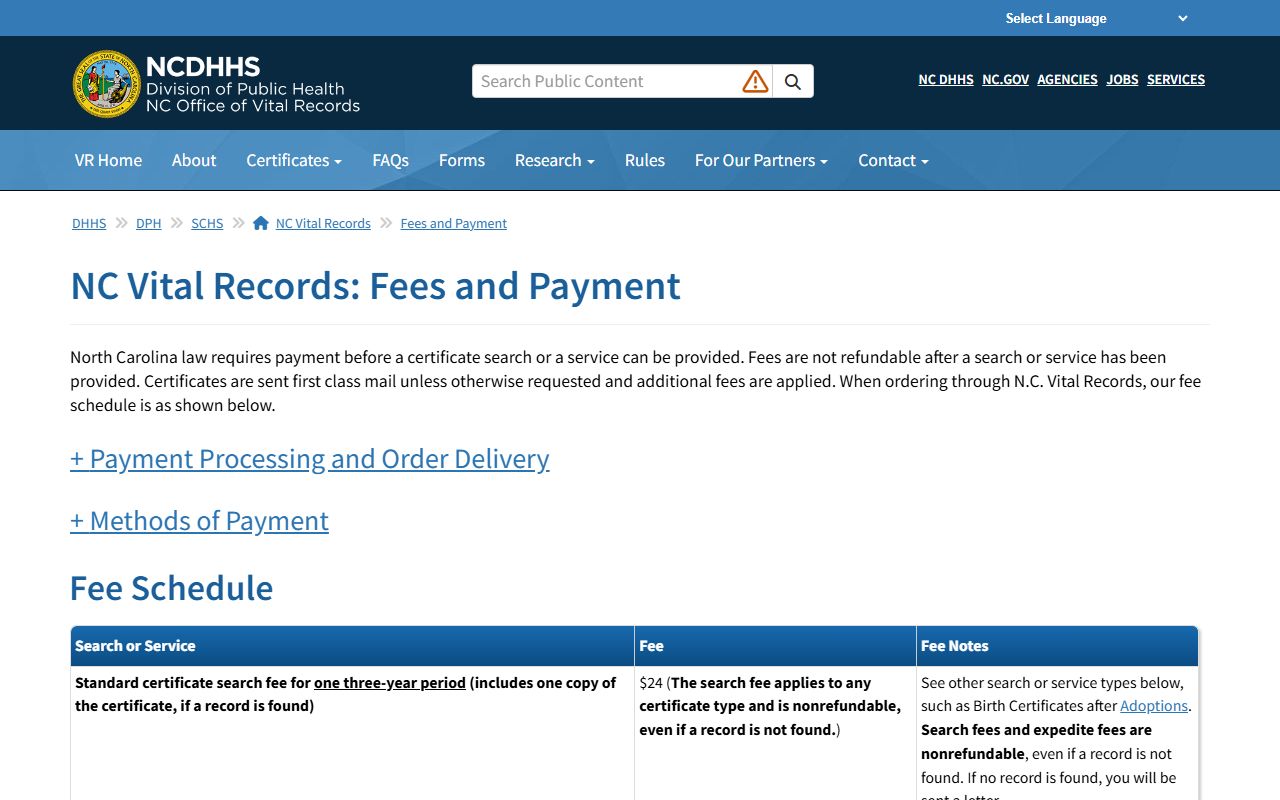 Gates County marriage and divorce records N.C. Vital Records fees